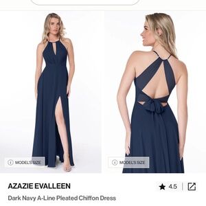 Azazie Evalleen Dark Navy A-Line Chiffon Dress